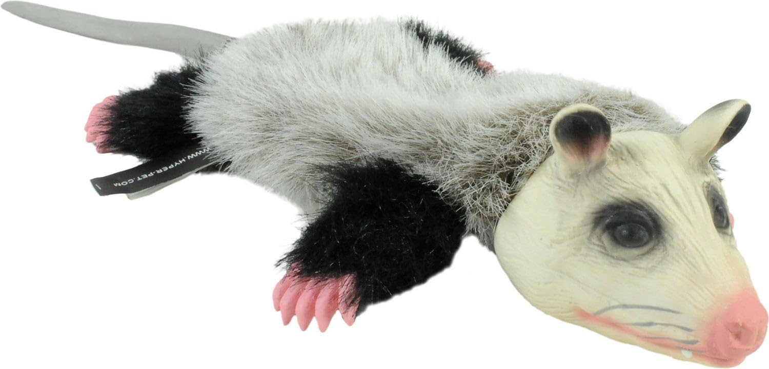 Hyper Pet Real Skinz Opossum Plush Dog Toy,Grey