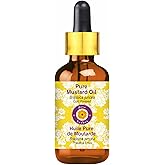 Deve Herbes Mustard Oil (Brassica juncea) with Glass Dropper | Cold Pressed | Pure | Natural | for Diluting Essential Oils | Hair, Skin & Massage | Non-Sticky| Lightweight| Unisex | 15ml (0.50 oz)