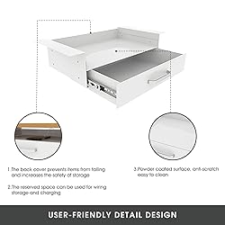 GOME White Under Desk Drawer Storage with