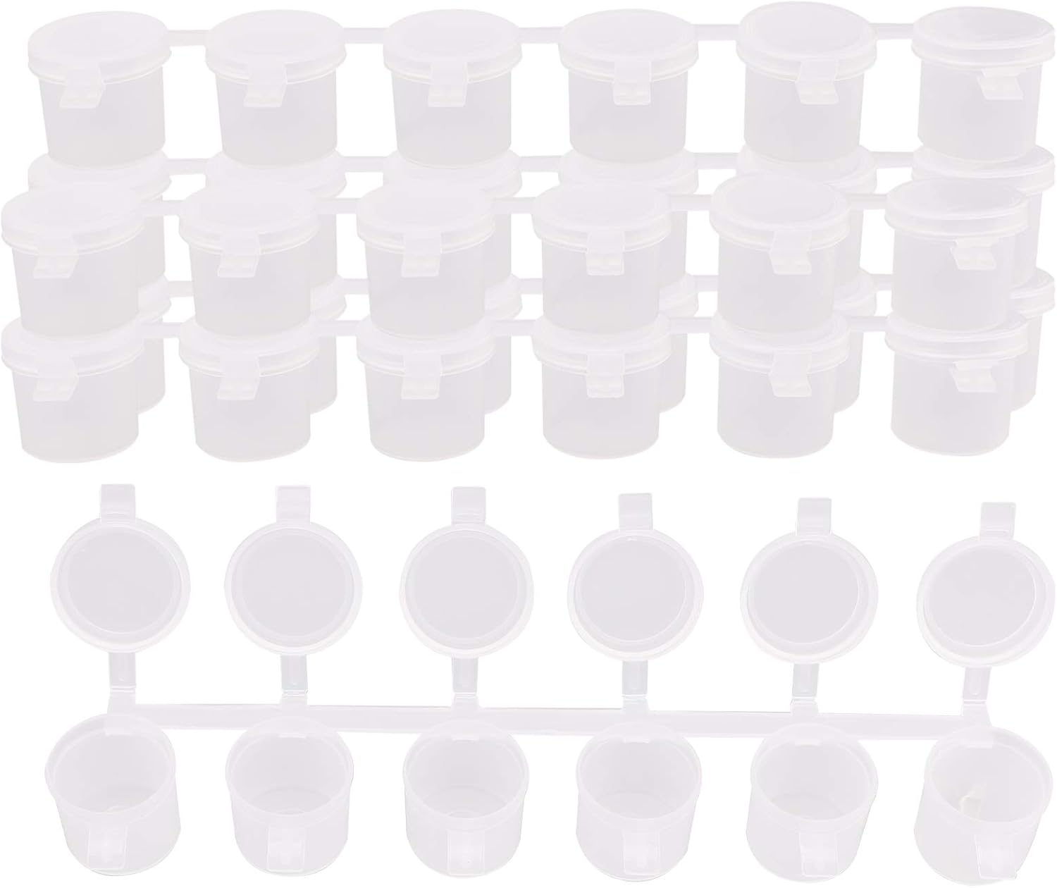AIEX 5 Strips 30 Pots Empty Paint Strips Paint Cup Pots, 10ml/ 0.35oz