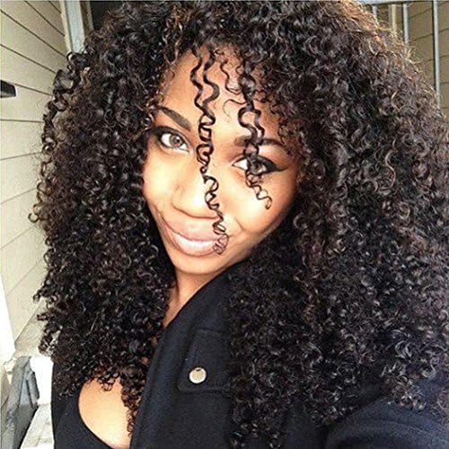 VoWigs Afro Kinky Curly 3B 3C Clip in Hair Extensions Brazilian Human Virgin Hair 110gram/set 7pcs African American Human Hair (16 inch, Afro Kinky 3B 3C)