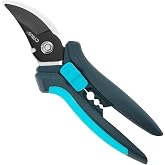 7.2 Inch Bypass Pruners Carbon Steel Garden Shears | Garden Scissor with Thorn Punch &amp; Wire Stripper Holes, Anti-Slip Grips, Ideal for Rose Bushes and Indoor Plant Trimming