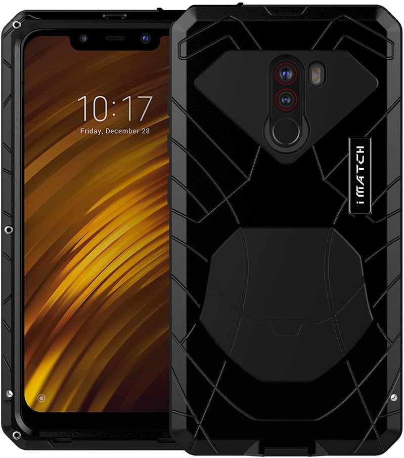 Eastcoo Mi Pocophone F1 Case,Poco F1 Heavy Duty Case,Armor Aluminum Alloy Metal Cover Bumper Hybrid Soft Rubber Military Shockproof Hard Defender Men For Xiao Mi Pocohone F1 Smartphone(F1,schwarz)