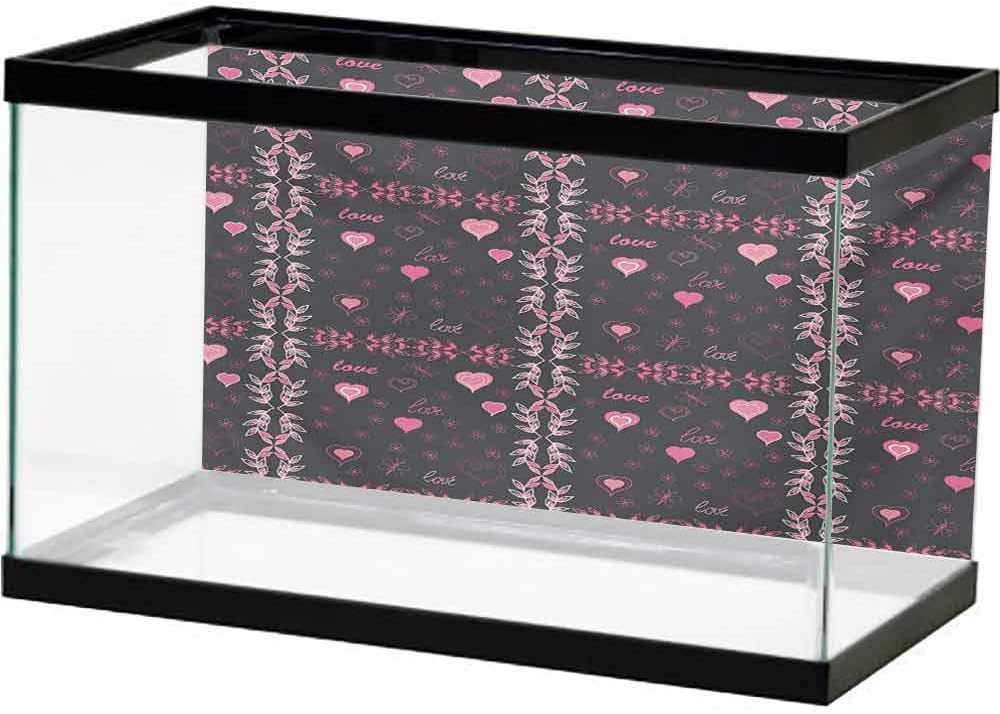 Fish Tank Background Pink and Grey,Spring Butterflies Flower Leaves Stylish Inspiration Season Concept,Charcoal Grey Pink Underwater Scene Colorful Marine Coral