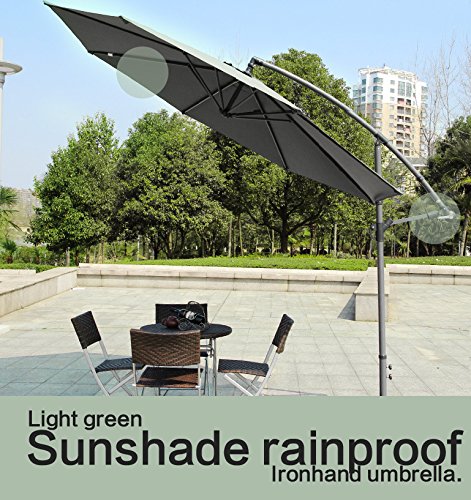 Yongtong Offset 10 Ft Patio Umbrella, Adjustable Cantilever Hanging Outdoor Umbrellas, with Cross Buttom Base and Crank, Market Sun Shade UV Resistant Umbrellas for Cafe, Beach (Tan) - Thumbnail 6
