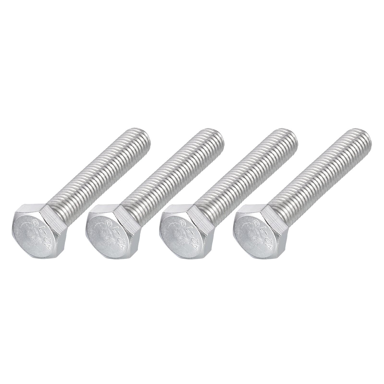 METALLIXITY Hex Bolts (M12-1.75x65mm) 4Pcs, 304 Stainless Steel Coarse Fully Threaded Hex Head Screw Bolt Machine Screws - for Furniture Repair, Silver