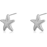 Rnivida 925 Sterling Silver Small Starfish Stud Earrings for Women