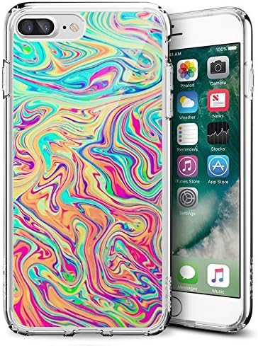 iPhone 7 Plus 5.5 Case,Trippy Tie Dye Clear TPU Protective Bumper[Slim Fit] Case For iPhone 7 Plus 5.5