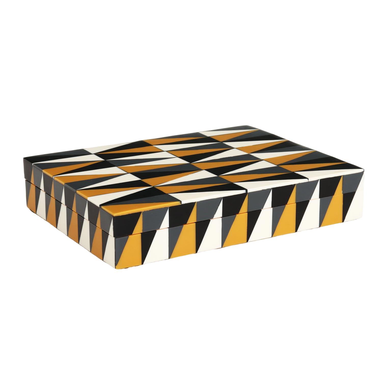 Handicrafts Home Decorative Storage Box with Lid, Multicolor Decorative Box for Remote Controls, Slim Coffee Table Storage Box for Shelf, Desk & Living Room Decor, Puzzle Guild 8 x 6 x 1.5