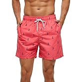 FREDRM Mens Swim Trunks Quick Dry Boardshorts with Mesh Lining Above Knee Swimwear Bathing Suits