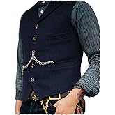 Ceehuteey Mens Suit Vest Waistcoat Tweed Retro V Neck Wool Herringbone for Prom