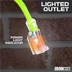IRON FORGE CABLE 50 Ft Neon Green Extension Cord
