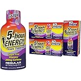 5-hour ENERGY Shots Regular Strength, Grape Flavor, 1.93 oz. 30 Count, Sugar Free, Zero Calories, Amino Acids and Essential B Vitamins, Dietary Supplement, Feel Alert and Energized, 200mg Caffeine