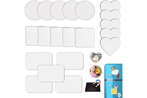 Sublimation Magnet Blanks – 20-Piece Set with Rectangular, Square, Heart, and Round Shapes – 2mm Thick Resin Magnetic Photo B