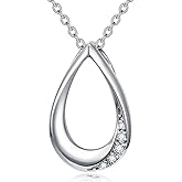 LWXIE Diamond Teardrop Necklace 925 Sterling Silver Teardrop Pendant Necklace with 18 Inch Extension Chain Dainty Minimalist Jewelry Gift for Women