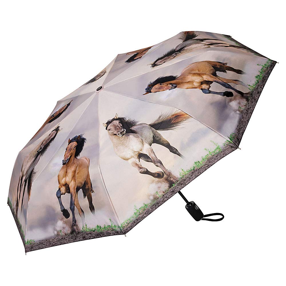 VON LILIENFELD® Folding Pocket Umbrella Automatic Lightweight auto Open Telescopic Motif Women Men Children Wild Horses