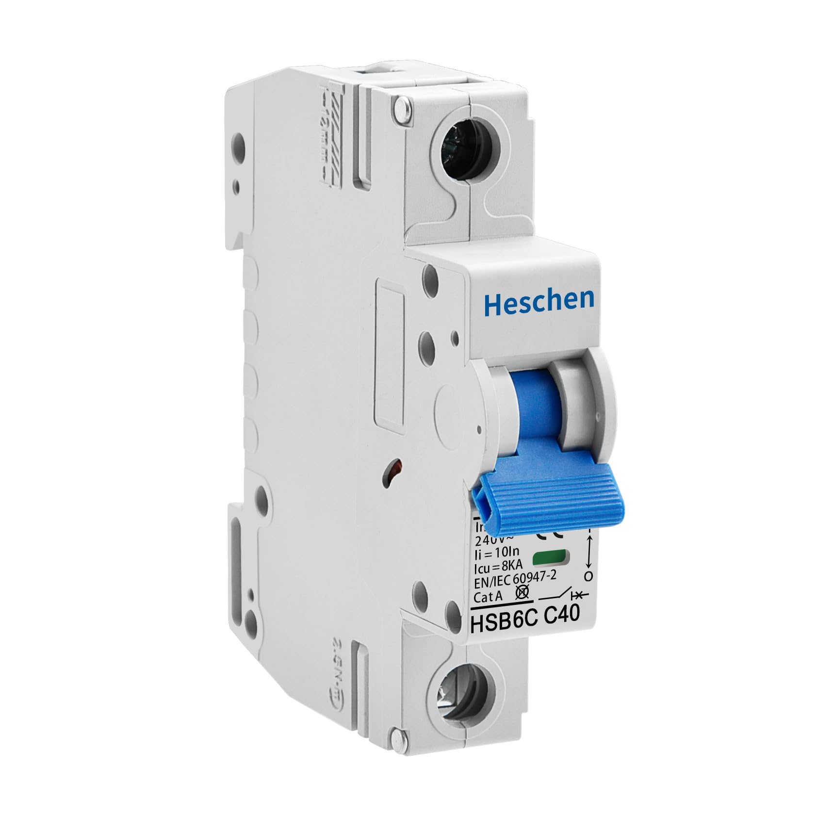 Heschen Miniature Circuit Breaker HSB6C, 40Amp Current, 1 Pole, Type C, 6kA Breaking Capacity, DIN Rail Mounting (1 Pole)