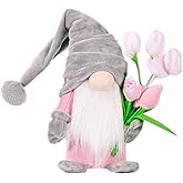 ALYRMEI Gnome Plush Decorations Gift, 15 inch Gnome Decorations for Home,Spring Gnomes Plush for Tiered Tray Decor, Swedish Gnomes Easter Table Decoration Home Tabletop Elf Doll,Grey