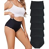 ALVEIATSS Seamless Underwear for Women High Waisted Full Coverage Briefs Soft No Show Underwear Breathable Panties(6 Pack)