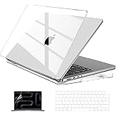 EooCoo Case Compatible with MacBook Pro 14 inch 2026-2021 M5-M1 Pro/Max Chip, Hard Shell Cases with Keyboard Cover, Screen Protector - Crystal Clear