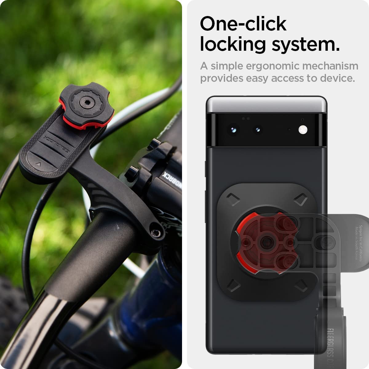 Spigen Life Gearlock Bike Phone Mount/Bike Phone Holder with Universal Adapter for Motorcycle, Classic, Electric, Scooter and Mountain Bike - Compatible with Most Phones