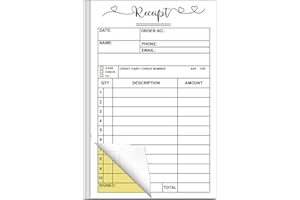 5.5 x 8.26 Inch Receipt Pad Receipt Book Order Forms Handheld 2-Part Carbonless Sales Order Receipt Form, Invoice Pad Invoice
