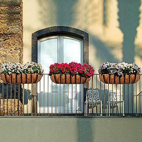 Harmiden Window Box Deck Railing Planter 24 Inch with Coco Liner for