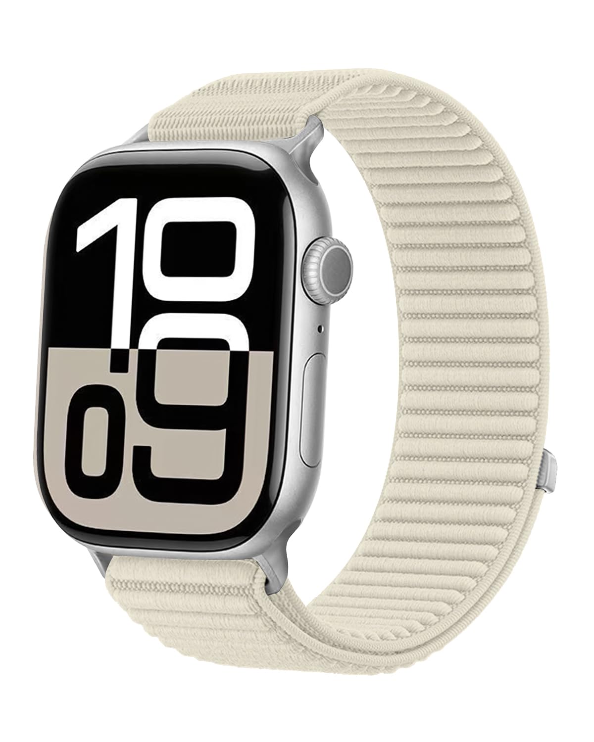 Nylon Loop Sport Band Compatible with Apple Watch Band 38mm 40mm 41mm 42mm 44mm 45mm 46mm, Soft Adjustable Replacement Strap for iWatch SE 3/ SE 2/ SE/ Series 11 10 9 8 7 6 5 4 3 2 1 for Women Men (Starlight, 38/40/41/42mm(Series 11/10))