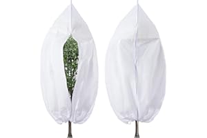 2Packs Plant Covers Tree Freeze Protection 71" x 62" Large Frost Cloth Bag Shrub Jackets Protectors with Zipper Drawstring Re