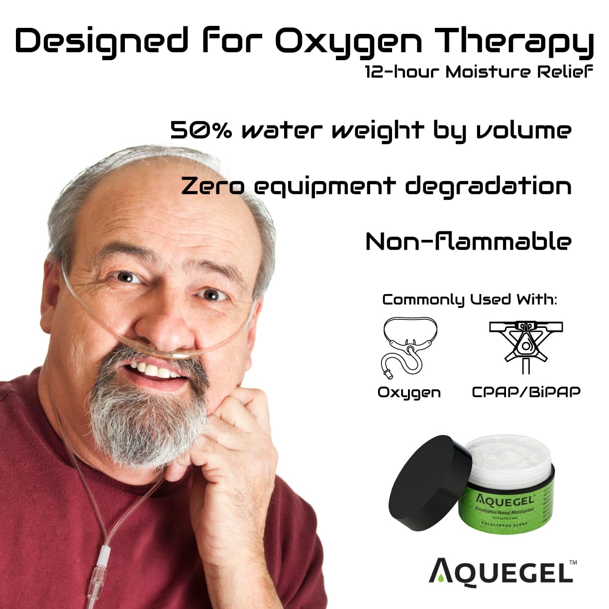Aquegel Nasal Moisturizer +Eucalyptus (Breathe Easy), 12-Hour Nasal Dryness Relief, Water Based Nose Gel, Oxygen Therapy Nasal Moisturizer, Dry Nose, Nasal Dryness, Nosebleeds, Subtle Eucalyptus Scent