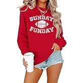 FLOYU Women Sunday Funday Sweatshirt Cute Football Graphic Pullover Game Day Weekend Tops Casual Football Season Shirt