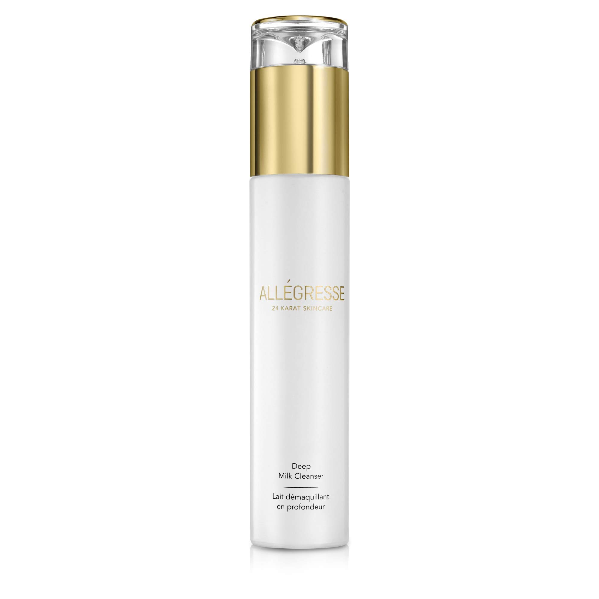 ALLÉGRESSE 24 KARAT SKINCARE Gold Deep Milk Facial Cleanser - Enriched With Botanical Ingredients And Antioxidants To Remove Impurities And Makeup - Anti Aging Deep Cleansing Non Foaming, 4 Oz