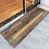 Rustic Old Wooden Board Print Memory Foam Doormat Non Slip Super Absorbent Soft Coral Fleece Bathroom mats Bath Rugs Doormats Carpet 47 X 16 Inches