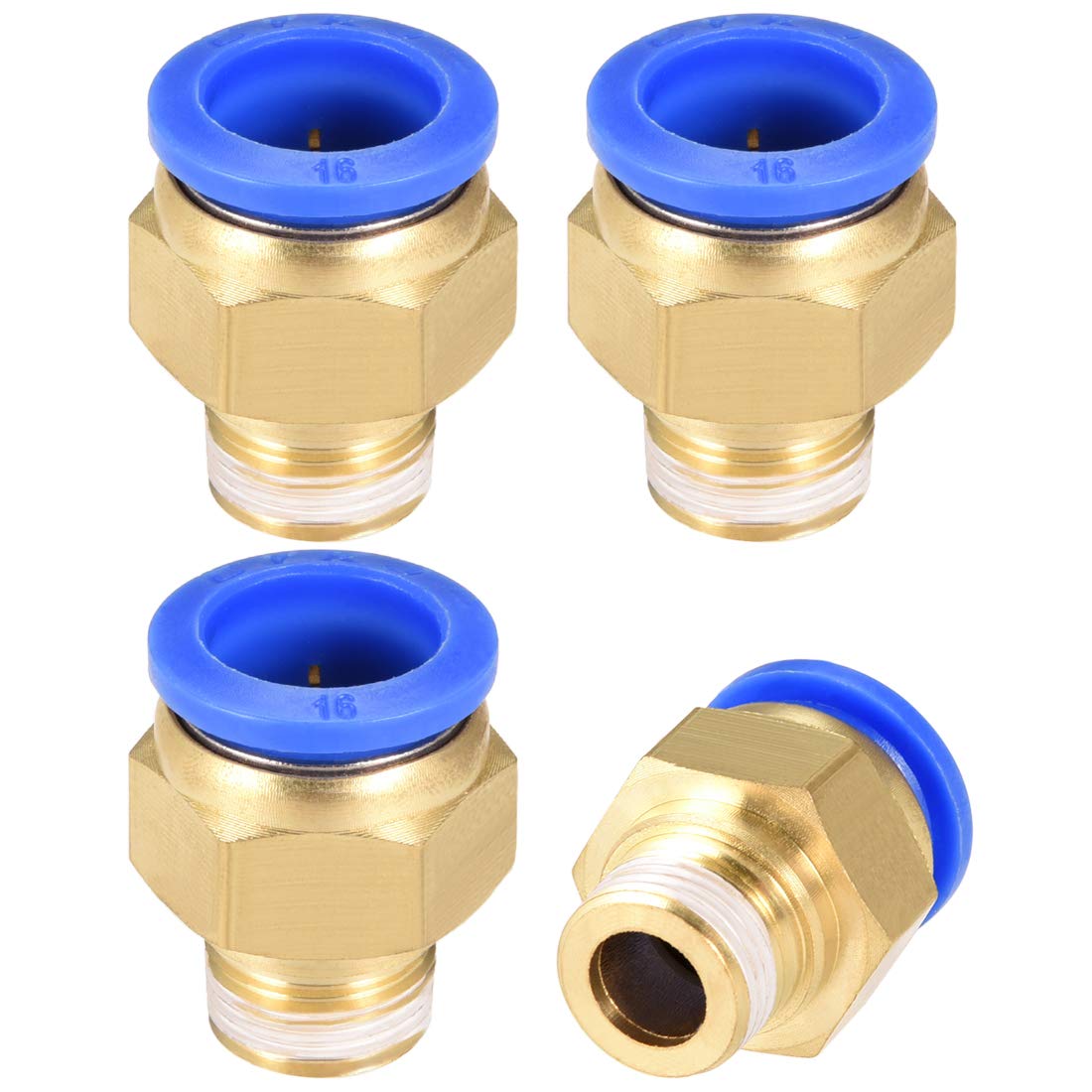 sourcing map Straight Pneumatic Push to Quick Connect Fittings G3/8 Male x 16mm Tube OD 4pcs
