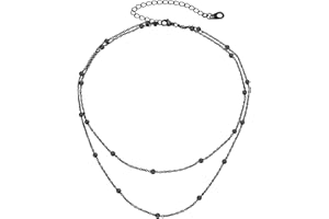 FOCALOOK Choker Necklace for Women Girls, 14+2 Inches 18K Gold Plated Statement Star Heart Simple Single or Double Layer Chai