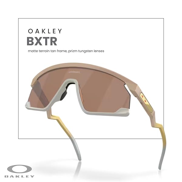 OAKLEY BXTR OO9280 928008 39MM MATTE TERRAIN TAN/PRIZM TUNGSTEN SHIELD SUNGLASSES FOR MEN FOR WOMEN+ BUNDLE ACCESSORY LEASH KIT, MICROFIBER POUCH