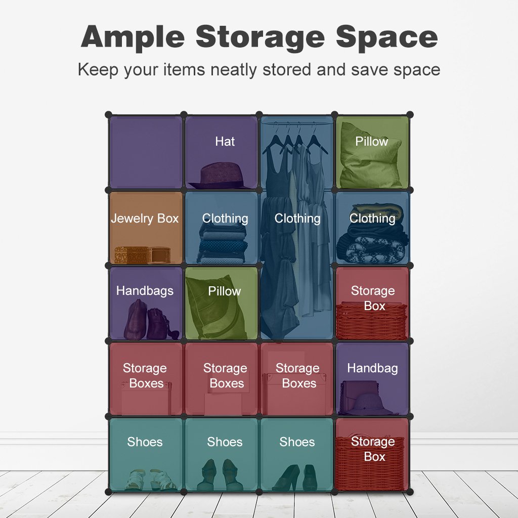 Langria 20 Storage Cube Organizer Wardrobe Modular Closet Plastic
