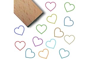 PRESSINART Mini Heart Stamps 0.6 Inch Planner Rubber Stamp Heart Pattern Valentines Unique Square Small Reusable Wood Seal fo