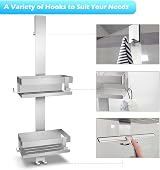 UUlioyer Hanging Shower Caddy SUS304 Stainless Steel Over Door Shelf Silver view 5
