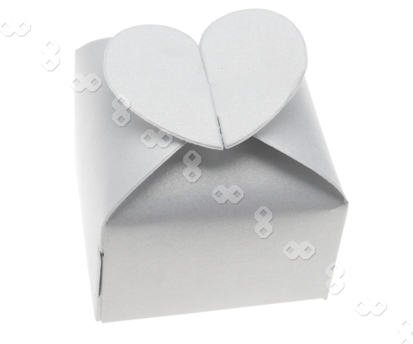 50 pcs Favour Gift Heart Candy Boxes Wedding Party Christenings Pearl White