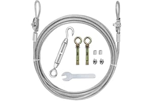 MHY 32Ft Heavy Clotheslines,Outdoors 304 Stainless Steel Clothes Line,Heavy Duty Cable Wire Rope with Retractable System，Windproof Clothes Rope for Outdoor/Indoor/Home/Drying/Curtain Hanging