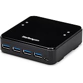 StarTech 4x4 USB 3.0 Peripheral Sharing Switch, 5Gbps, TAA (HBS304A24A) | 4 USB 3.0 x 4 computers, USB-A/B switch, Mac Windows Linux, Remote port selector, Hot-pluggable, Over-current protection