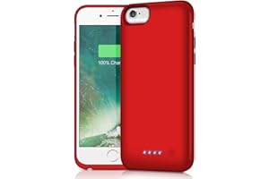 HETP Battery Case for iPhone 6s/6/8/7/SE(2020/2022),Upgraded 6000mAh Ultra Slim Rechargeable Charging Case External Battery Pack Charger Case for iPhone 8/7/6s/6/SE(3rd and 2nd Gen)[4.7 inch]-Red