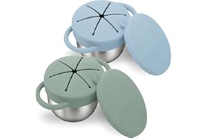 Baby Bliss 2 Pack Toddler Snack Container, Canadian Mom Owned, Stainless Steel & Silicone Baby Snack Cup, Snack Cups Toddler 