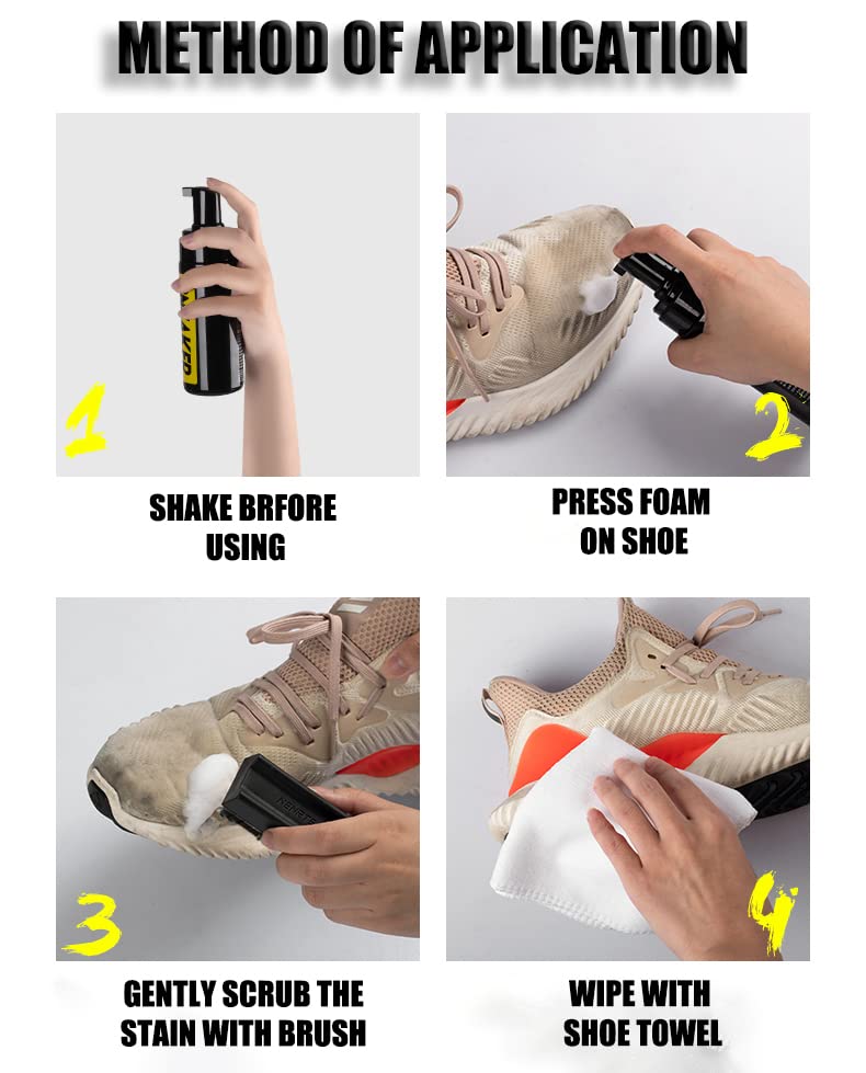 COZGO Shoe Cleaner Kit for Sneaker, Water-Free Foam Sneaker Cleaner 5.3Oz with Shoe Brush and Shoe Cloth,Work on Most Shoes