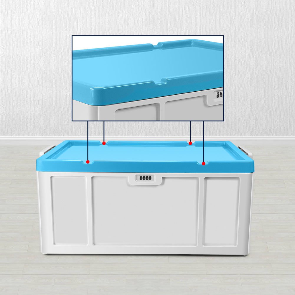 Storage Container Stackable Bins with Digit Lock ABS Safety Large Capacity 51L (cyan)