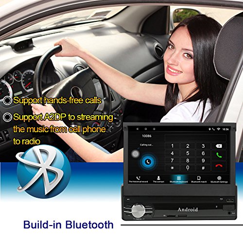Ezonetronics Free Update to Android Quad Core Retractable Car Radio Stereo 7 inch Capacitive Touch Screen High Definition 1024x600 GPS Navigation USB SD Player 2G DDR3 + 16G NAND Memory Flash