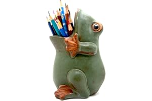 MONMOB 7" Ceramic Frog Shaped Plant Pot for Bonsai Flower Succulent Planter Candy Dish Pencil Holder Decor Multipurpose Frog Gift