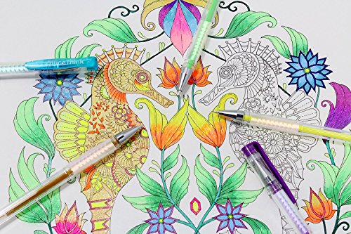 OfficeThink 130 Unique Gel Pens Set - Ergonomic Grips - Color Codes and Chart - Zero Duplicates - 60% More Ink - Non Toxic - Acid Free - BONUS 12 Adult Coloring Pages, Sketching, Crafts, and More!
