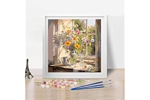 Xylogist Paint by Numbers Kit for Adults Beginner, Flower Easy Adult Paint by Number Kits on Colorful Canvas, DIY Acrylic Watercolor Oil Paint by Number for Adults for Home Decor Gift 16x16 Inch